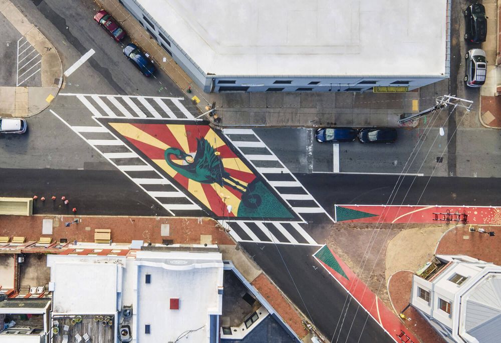 Painted intersection in Richmond
